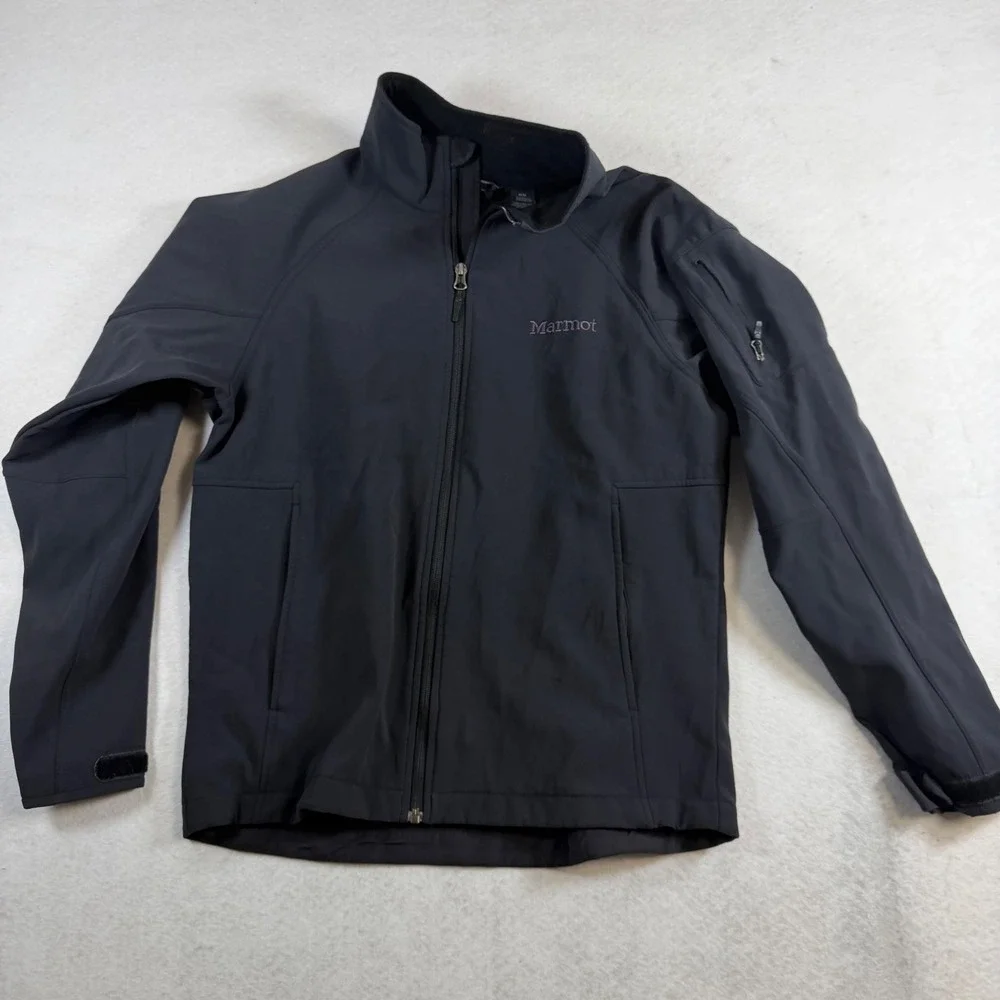 Marmot Mens Black Softshell Fleece Lined Full Zip Jacket Medium 8180